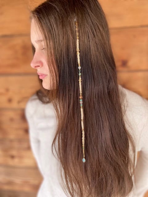 Klick-In Trenza in Ivory mit Messingperlen und Halbedelsteinen
