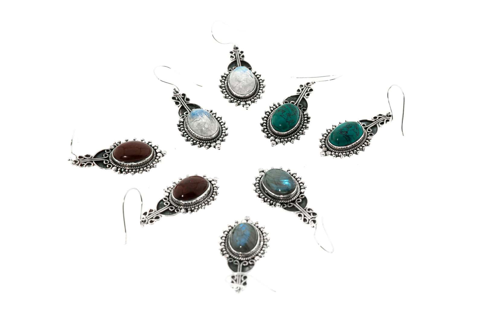 Silber Ohrring aus 925 Sterling Silber mit Halbedelstein
