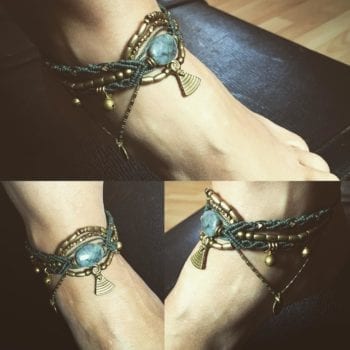 Fussschmuck, Fusskette, Makramee