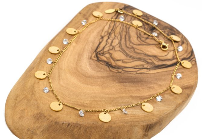 Halskette aus Messing 24k Vergoldet mit Zirkonia