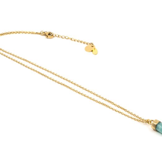 Halskette aus Messing 24k vergoldet mit einer Kristallspitze