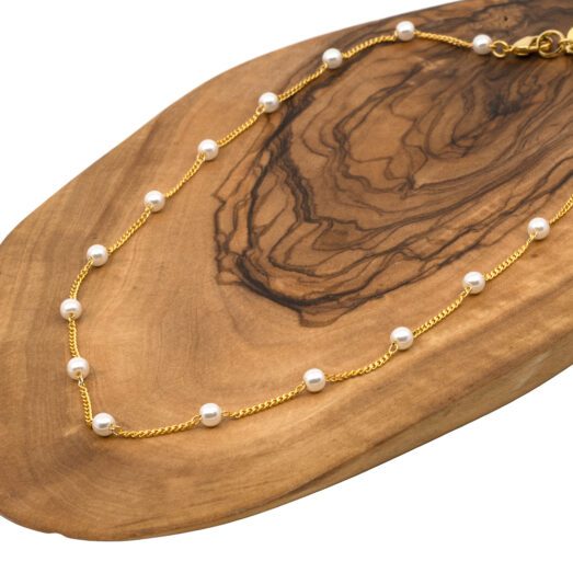 Halskette aus Messing 24k Vergoldet mit Perlen