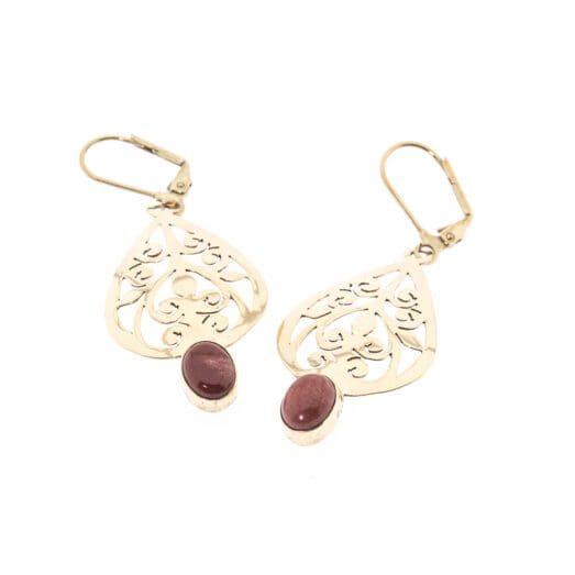 Messing mit einem Halbedelstein roten Jaspis/Labradorit/Lapis Lazulith/Mondstein/Onyx