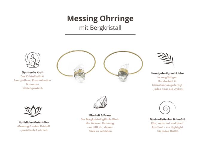 Creole aus Messing mit Bergkristall Spitze