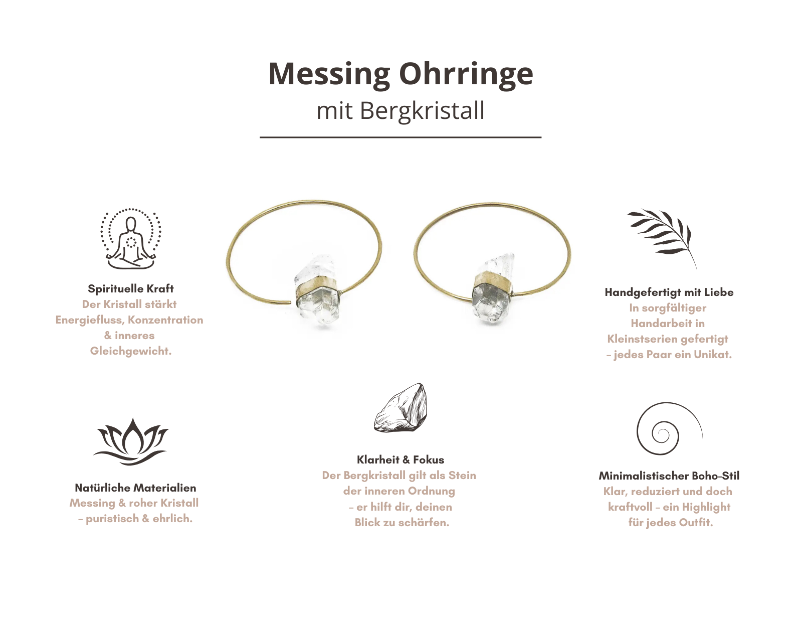 Creole aus Messing mit Bergkristall Spitze