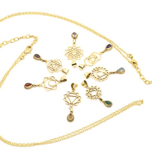 Halskette aus Messing mit einem Chakra Symbol Anhänger