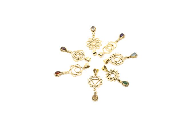 Halskette aus Messing mit einem Chakra Symbol Anhänger