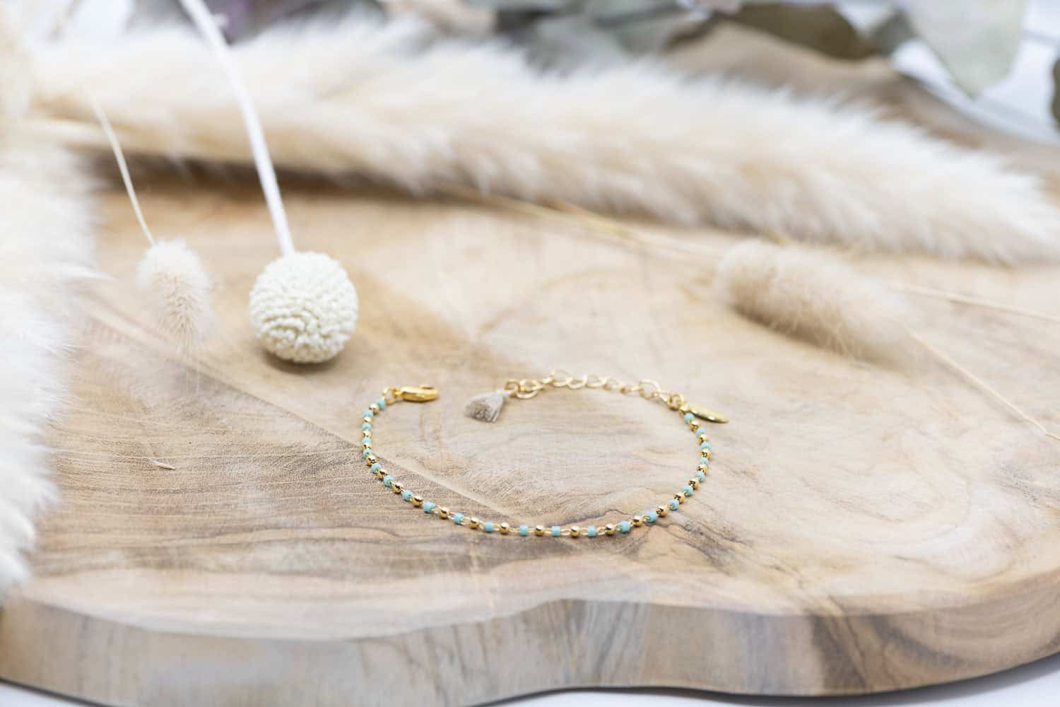 Armband Messing Vergoldet 24k mit Türkis