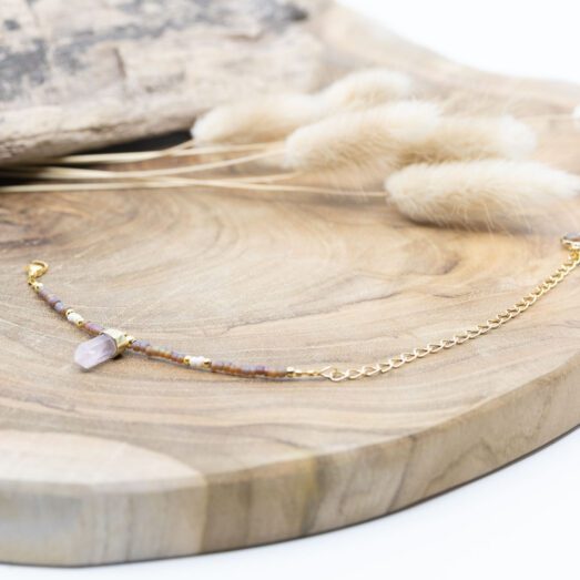 Armband Messing Vergoldet 24k mit Halbedelstein Spitze