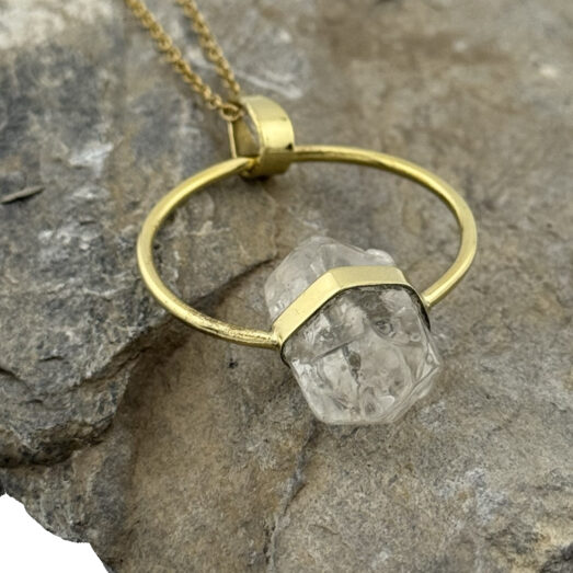 Herren Halskette Messing Bergkristall