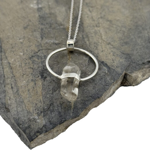 Herren Halskette Silber Bergkristall