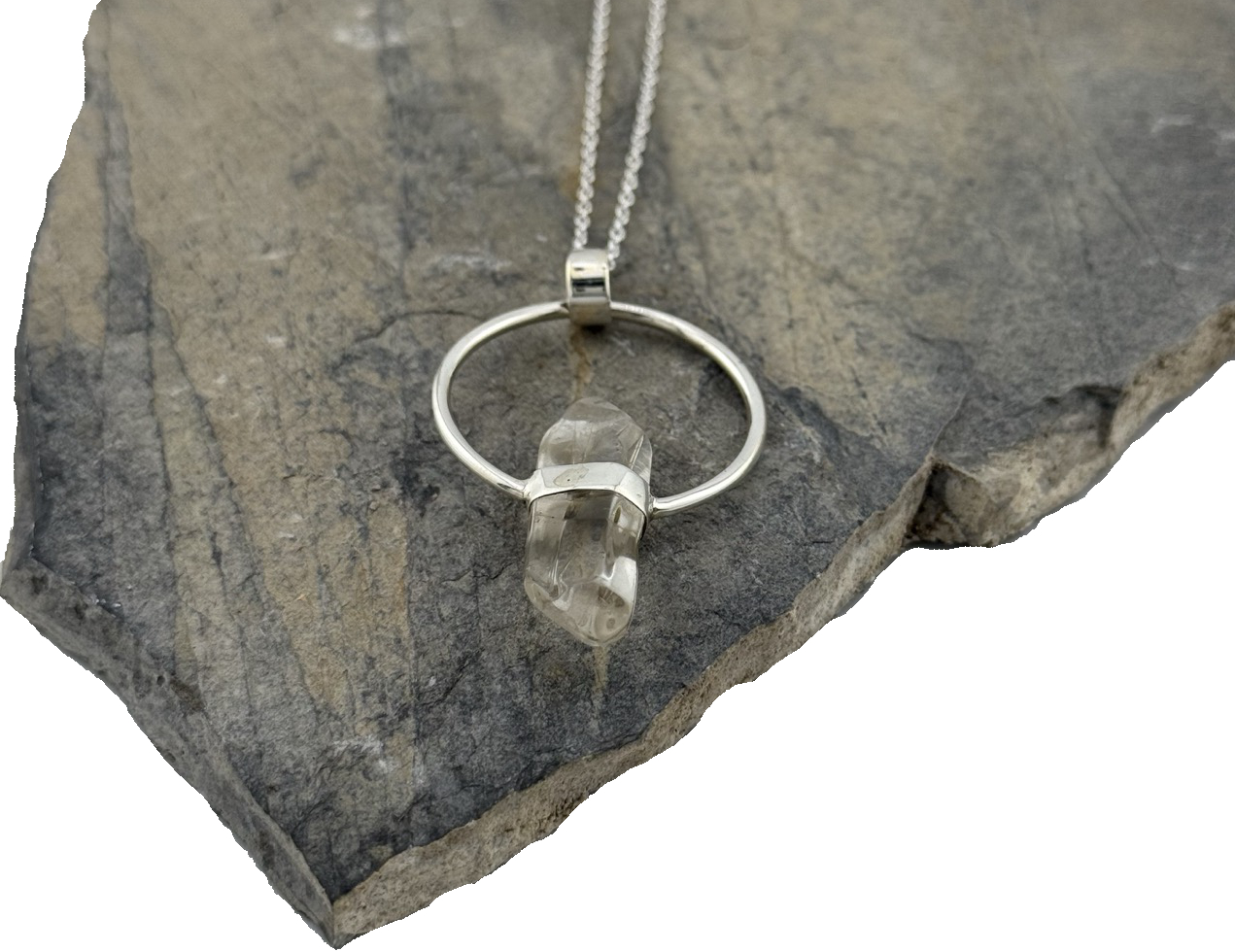 Herren Halskette Silber Bergkristall