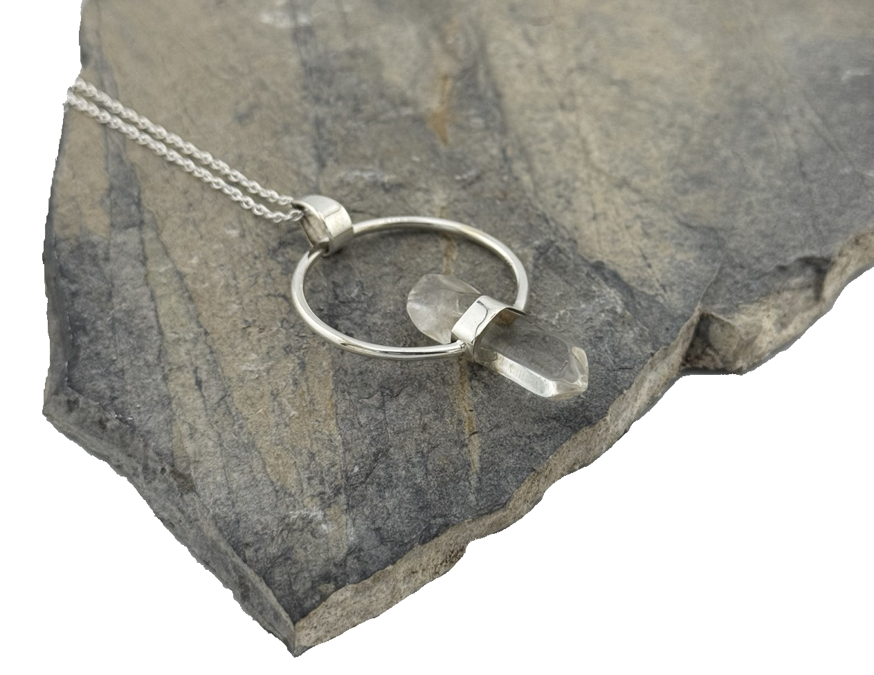 Herren Halskette Silber Bergkristall