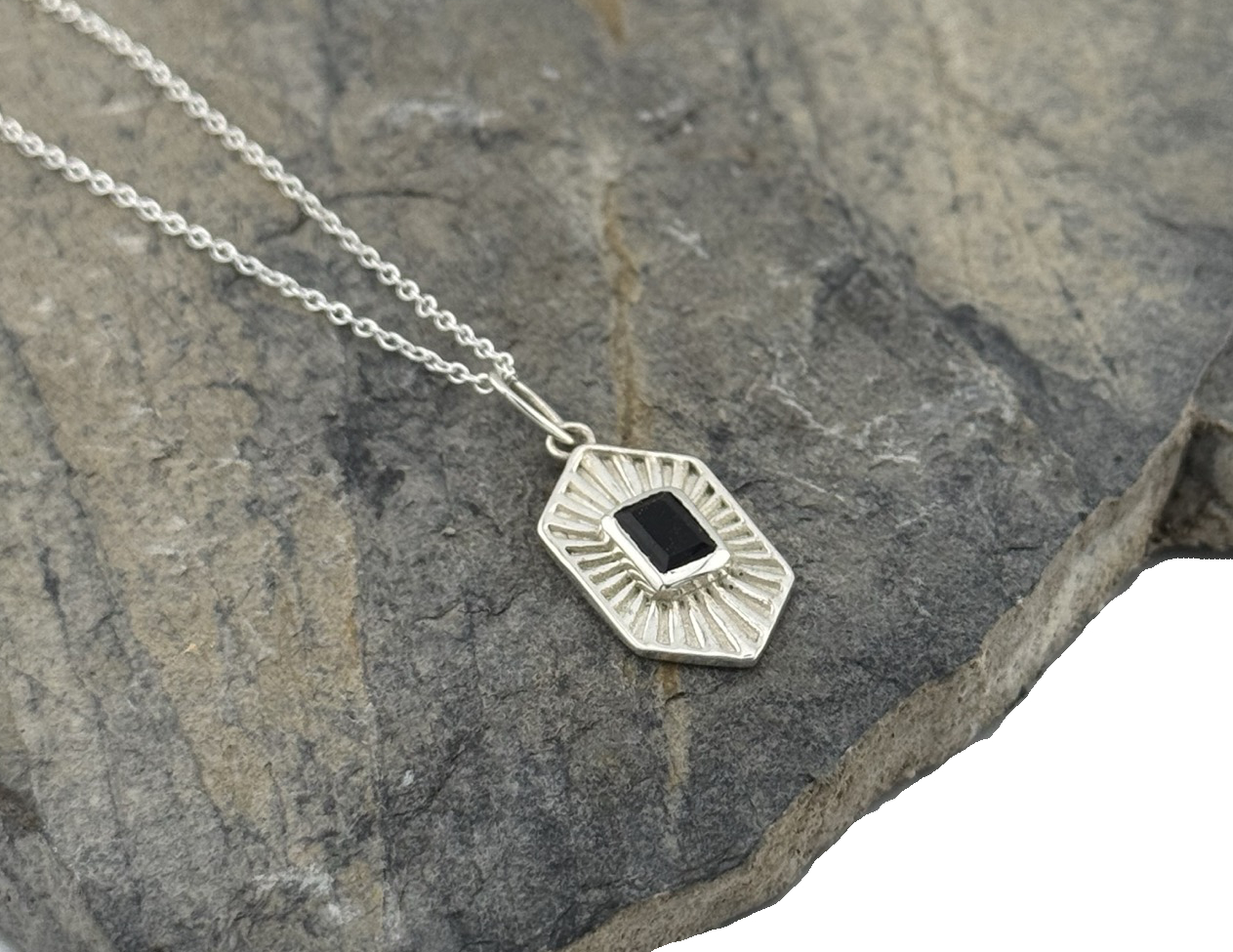 Herren Halskette Silber Onyx