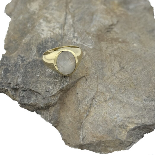 Herrenring Messing Mondstein