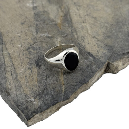 Herrenring Silber Onyx Mondstein