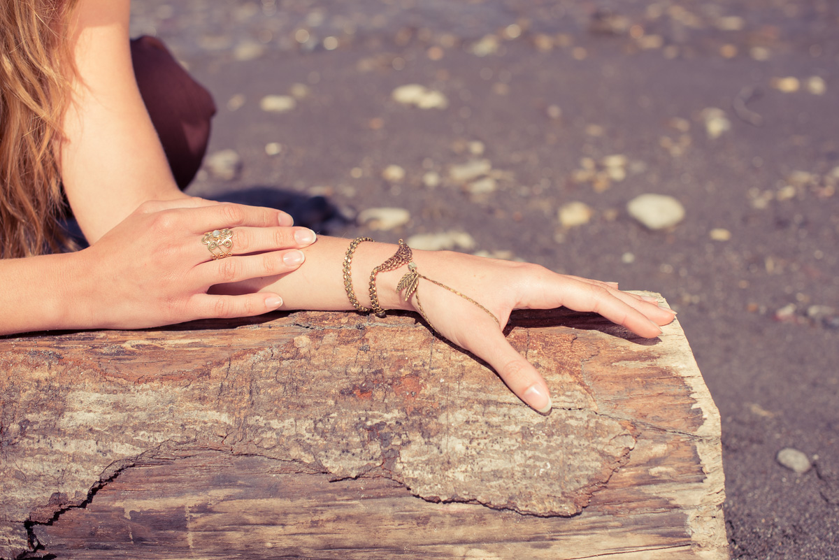 Armband Oriental aus Messing mit Pyrit-Stein