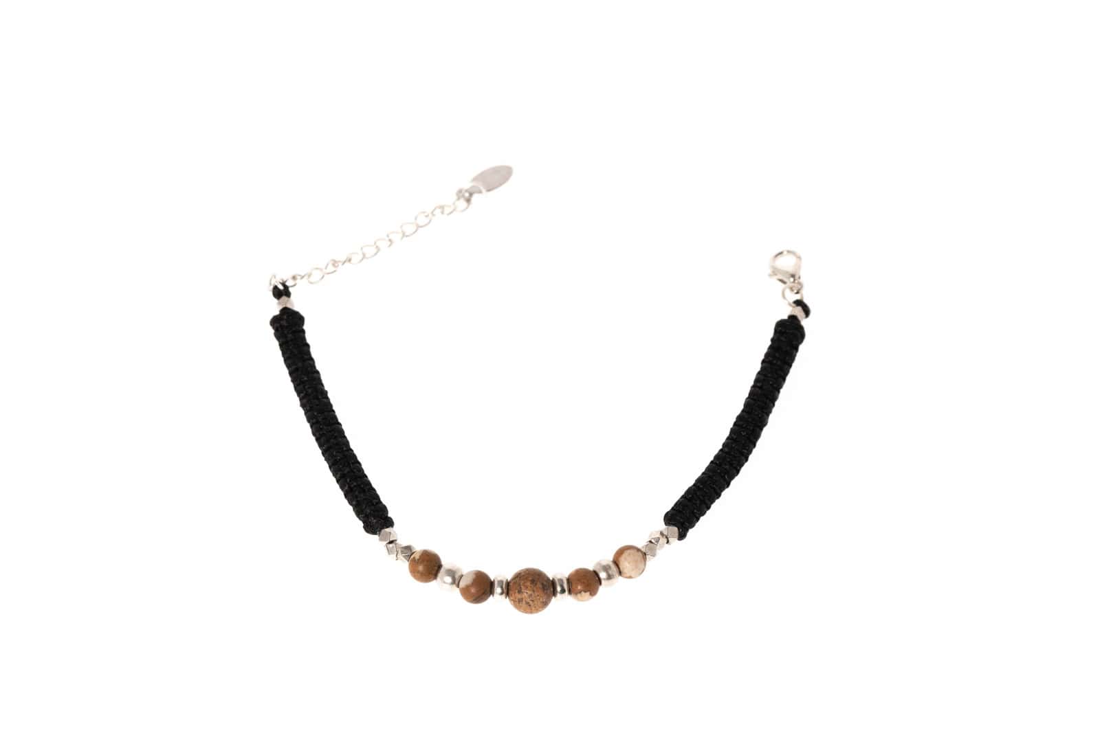 Makramee Armband in Silber 925 mit Halbedelstein Jaspis