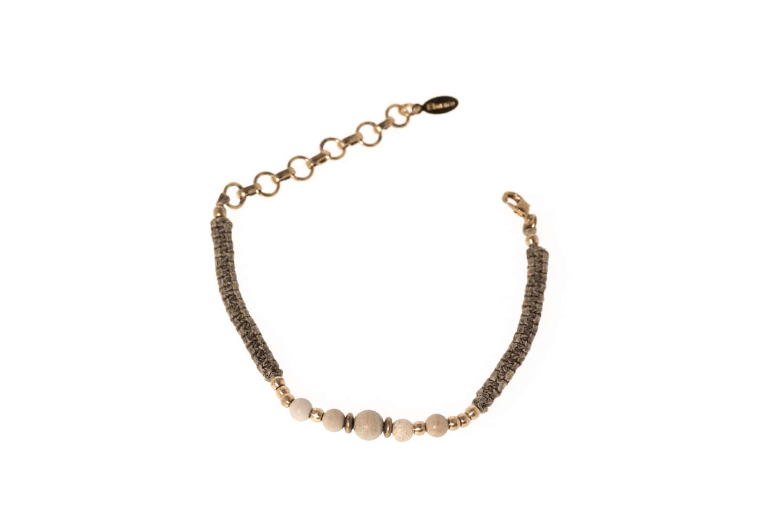 Makramee Armband mit Messing und Halbedelstein Jaspis