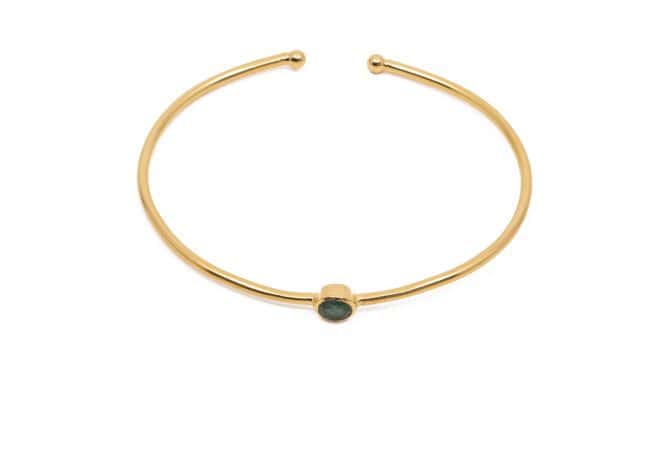 Bangle / Armreif aus Messing Vergoldet mit Halbedelstein Aventurin
