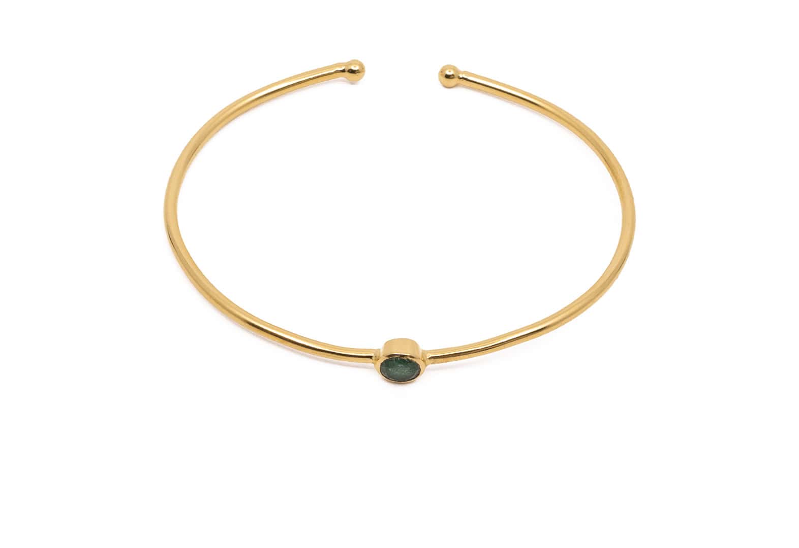 Bangle / Armreif aus Messing Vergoldet mit Halbedelstein Aventurin
