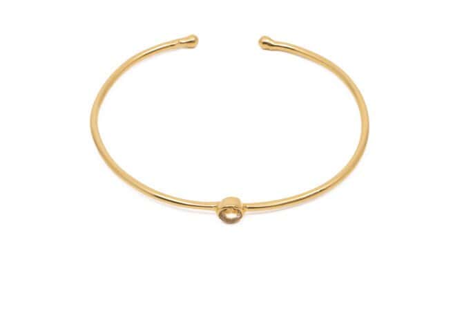 Bangle / Armreif aus Messing Vergoldet mit Halbedelstein Citrin