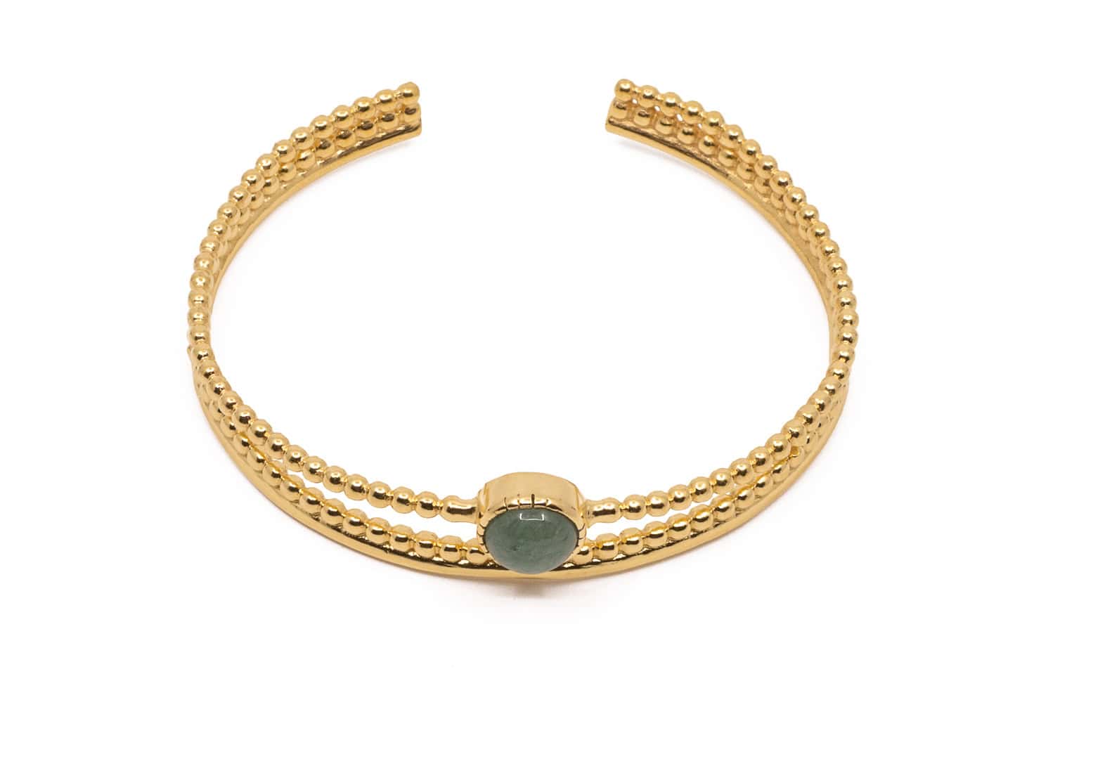 Bangle / Armreif aus Messing Vergoldet mit Halbedelstein Aventurin