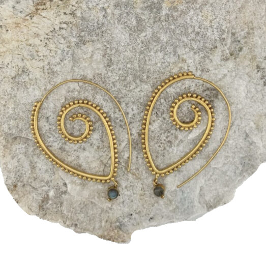 Ohrring aus Messing 24K vergoldet mit einem Halbedelstein Labradorit/Mondstein