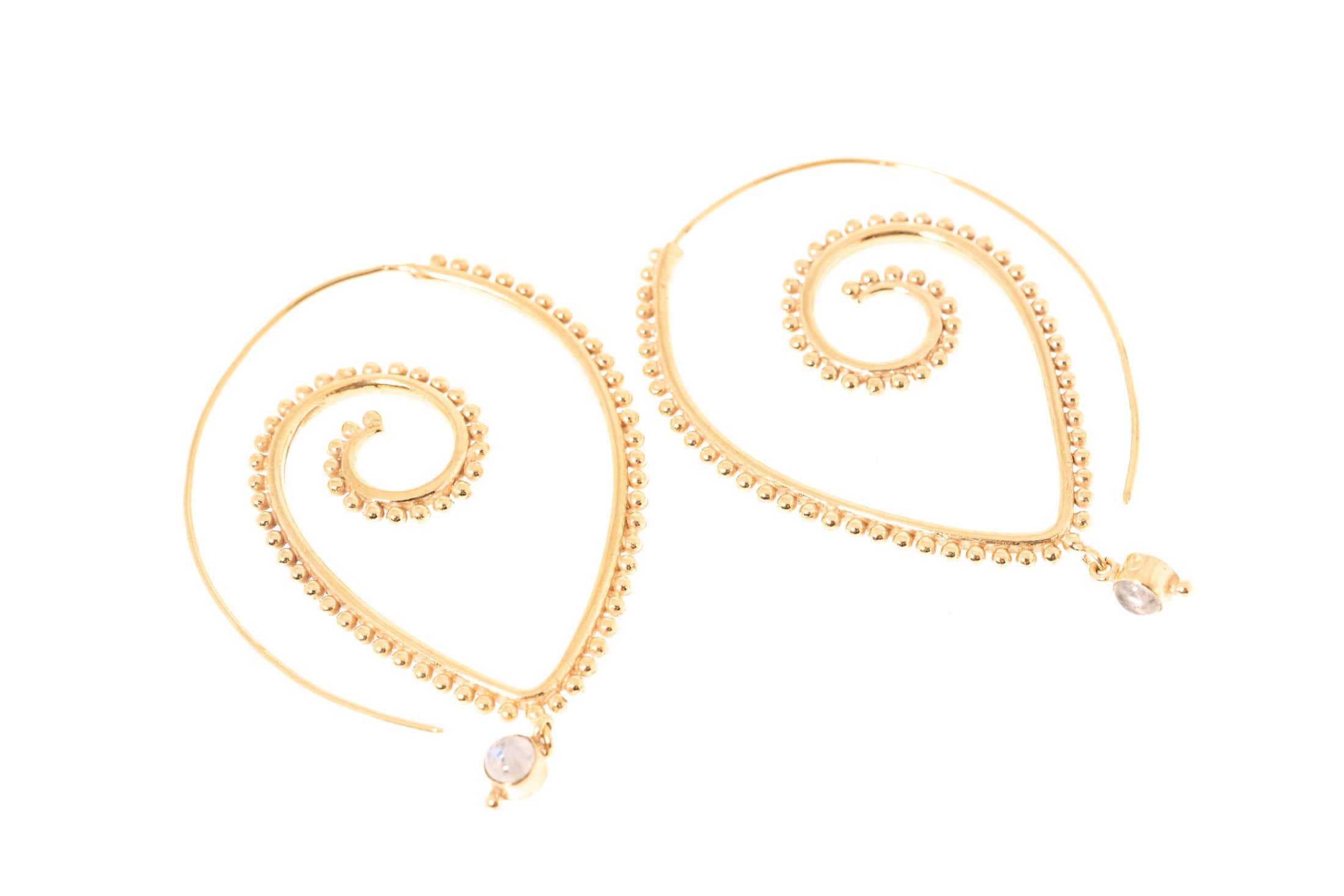 Ohrring aus Messing 24K vergoldet mit einem Halbedelstein Labradorit/Mondstein