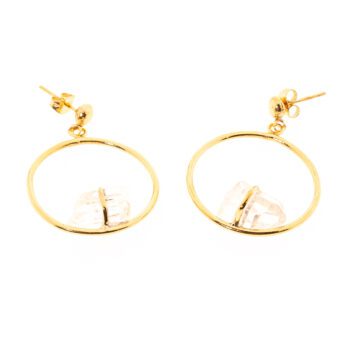 Ohrstecker aus Messing 24k Vergoldet mit dem Halbedelstein Bergkristall G-E44