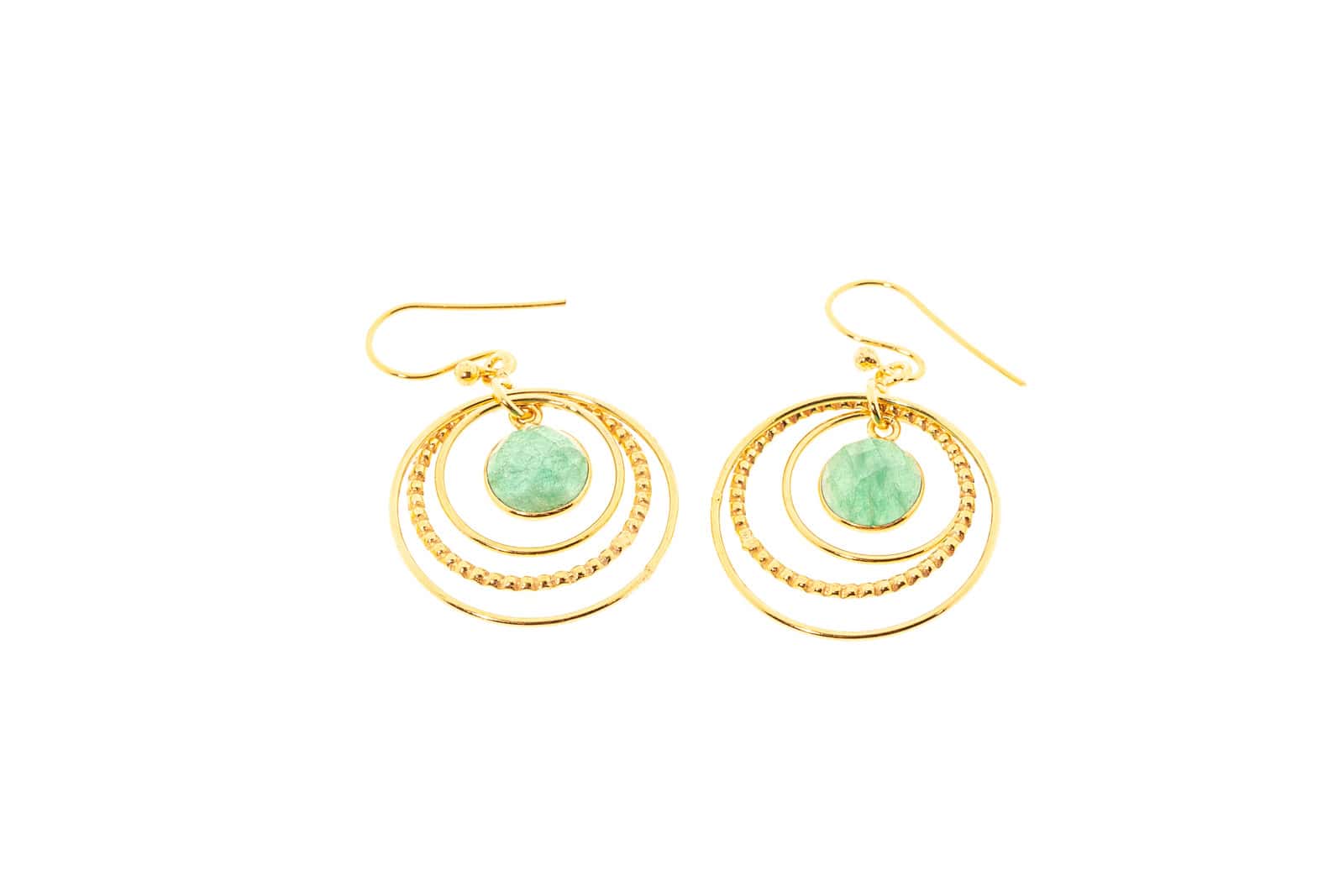 Ohrring aus Messing 24k Vergoldet mit Aventurin G-E53