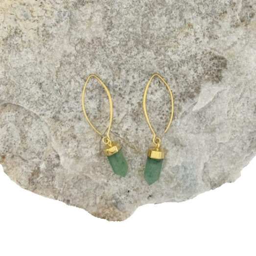 Messing Ohrring Vergoldet mit Halbedelstein Zapfen