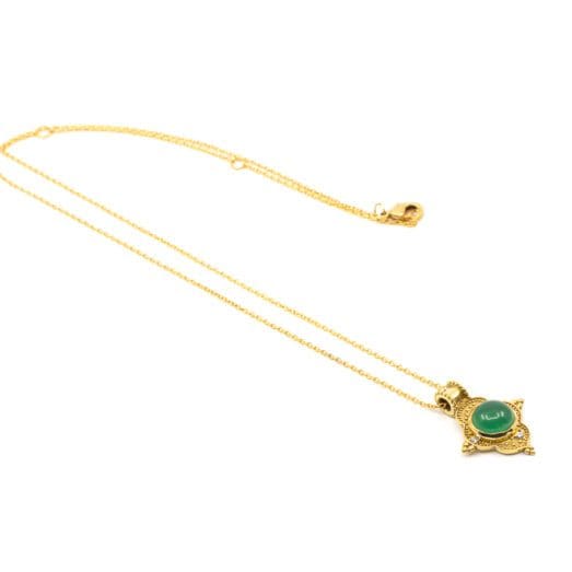 Halskette aus Messing 24k Vergoldet mit Halbedelstein in 2 Varianten