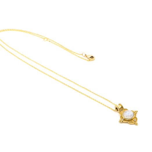 Halskette aus Messing 24k Vergoldet mit Mondstein