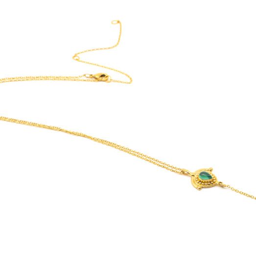 Halskette aus Messing 24k Vergoldet mit Halbedelsteinen