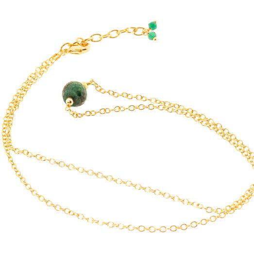 Halskette aus Messing 24k Vergoldet mit dem Halbedelstein Emerald