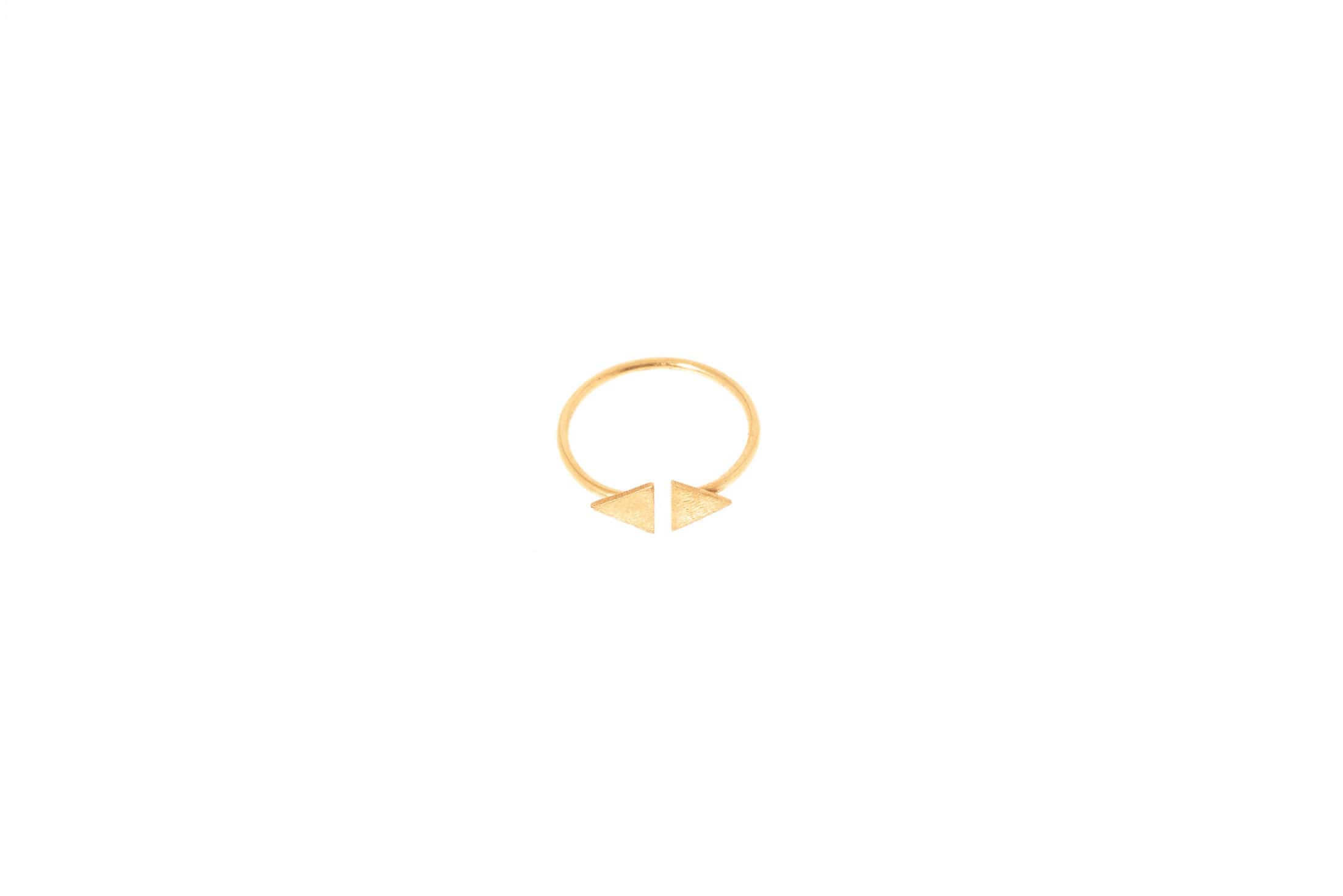 Messing Ring 24K vergoldet mit zwei Dreiecken