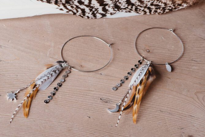 Federohrringe Moon & Stars Silber J-e003 – Bild 2
