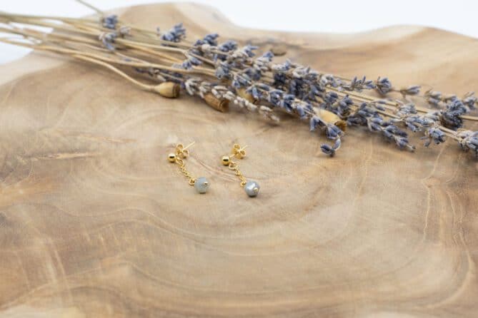 Ohrringe Cloud aus Messing 24k Vergoldet mit Labradorite