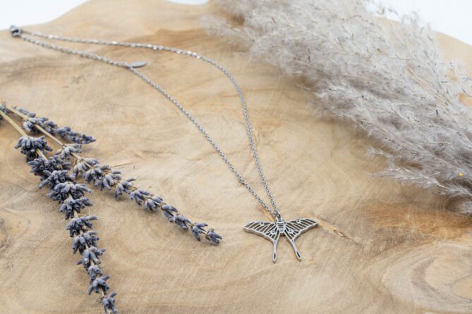 Halskette Butterfly aus rostfreiem Stahl in Silber