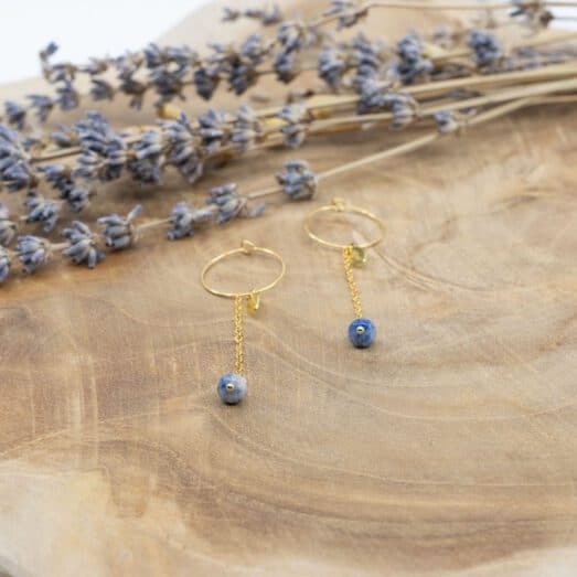 Ohrringe Sky aus Messing 24k Vergoldet mit Lapislazuli