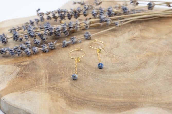 Ohrringe Sky aus Messing 24k Vergoldet mit Lapislazuli