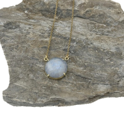 Edelsteinkette Messing Mondstein Labradorit