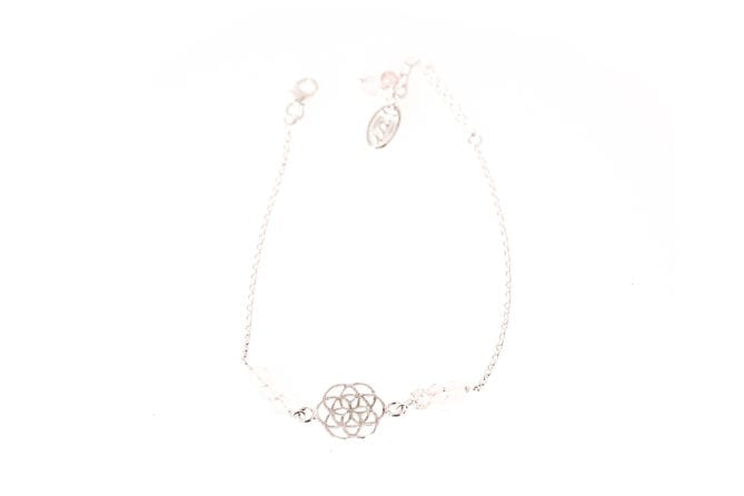 Armkette Silber 925 mit Samen des Lebens Symbol mit Rosenquarz