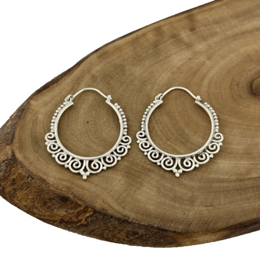 Silber Creolen mit Ornamentmuster