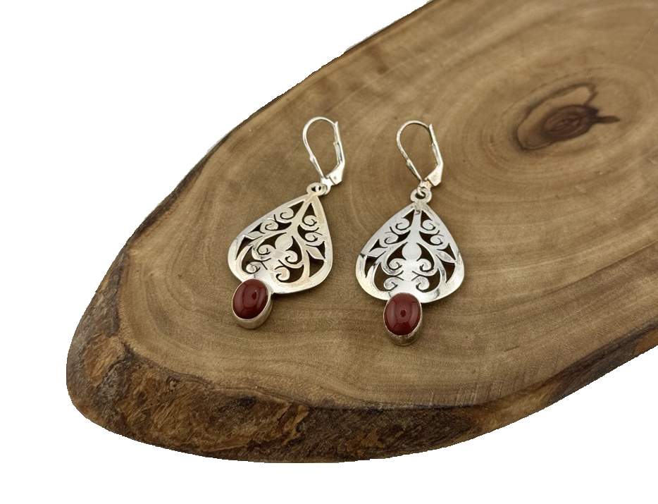 Silber Ohrringe roter Jaspis