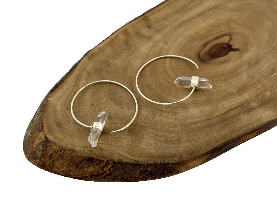 Silber Ohrringe mit Bergkristall