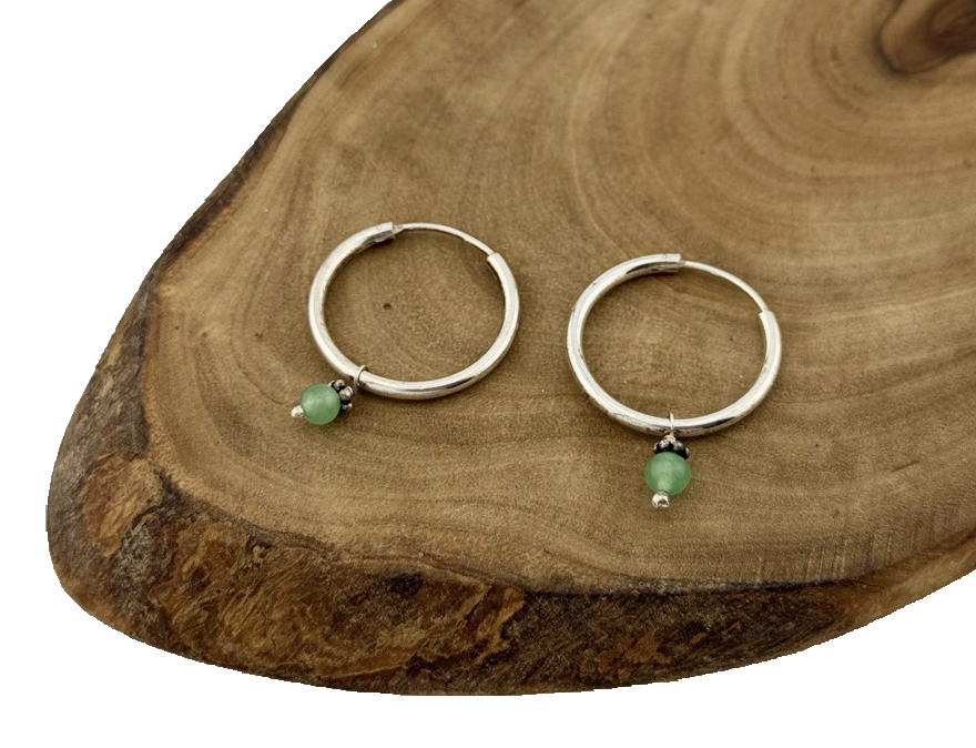 Silber Creolen Aventurin