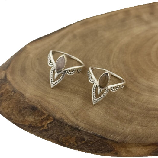 Silberner Ring Rosenquarz Rauchquarz