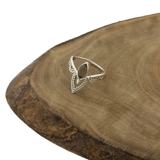 Silberner Ring Rosenquarz Rauchquarz